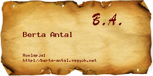 Berta Antal névjegykártya
